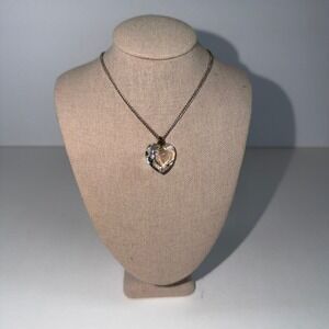 Speidel Sterling Silver Chain with Faceted Crystal Heart Pendant Necklace
